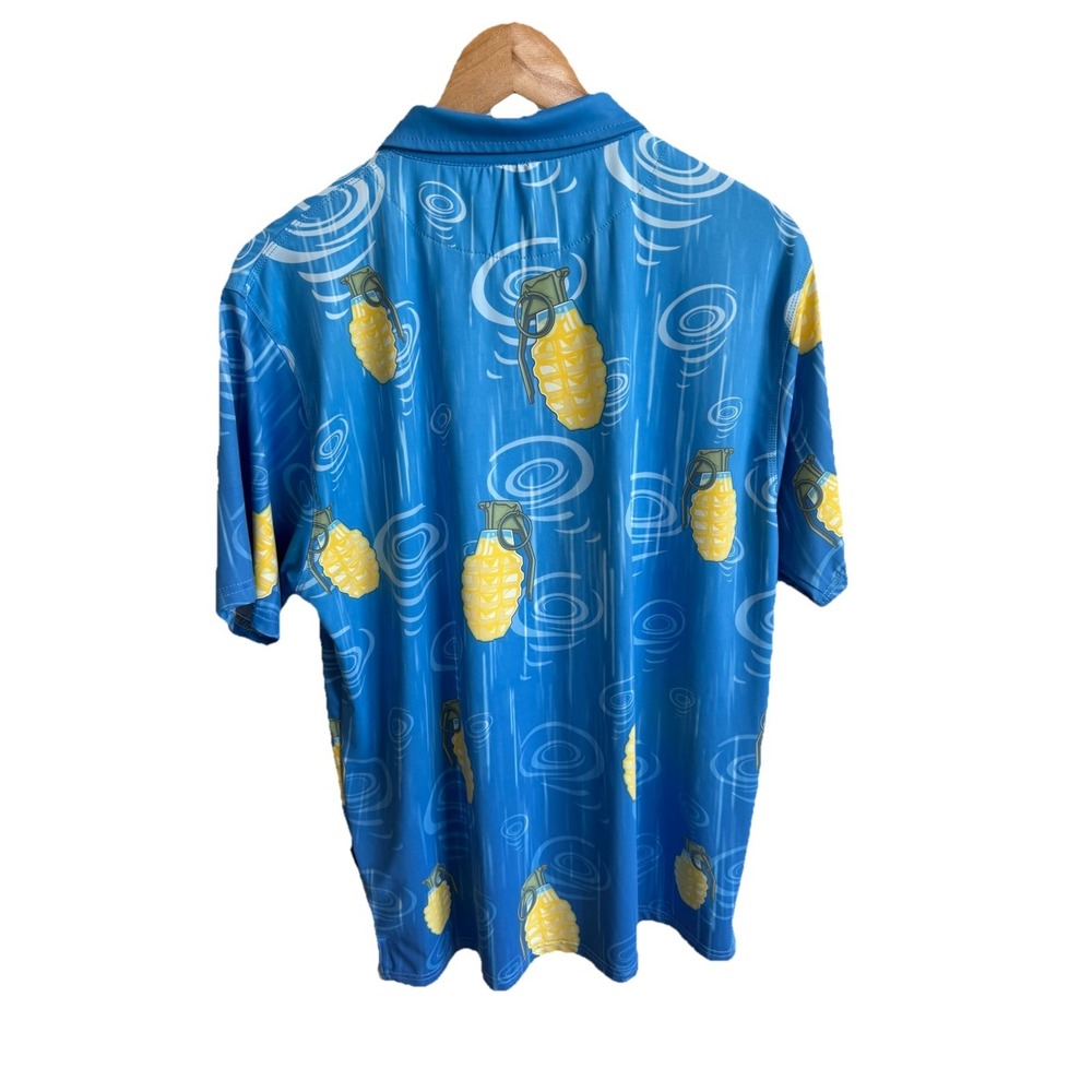 Greater Half Polo Mens Large Blue Grenade Tropical Performance Golf Shirt - Picture 4 of 5